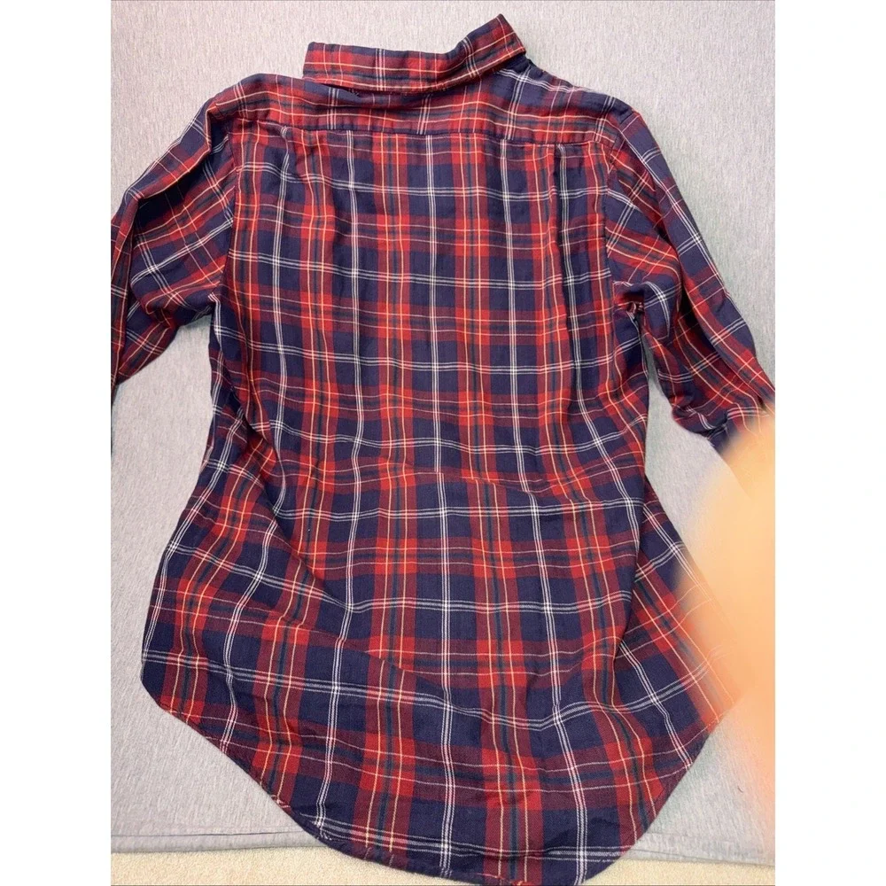 Levi's Men's Tailored Fit Plaid Flannel Shirt Red Blue Long Sleeve Button Up